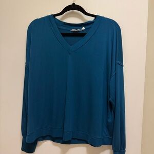 Teal V-Neck Long Sleeve Women's Top